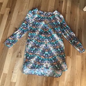 Patterned A Line Long Sleeve dress